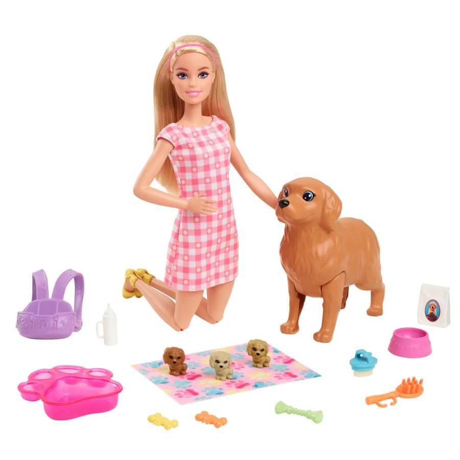 Spielzeug Barbie | Barbie Puppe Blond Mit Hund & Welpen