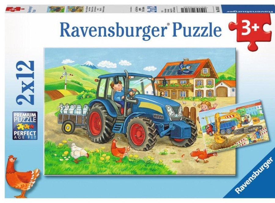 Spielzeug Ravensburger | Ravensburger Puzzle Baustelle Und Bauernhof 2X12 T